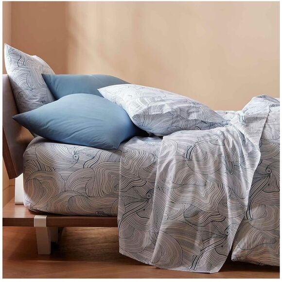 Brooklinen Luxe Sateen King Bed Sheet Set Oyster Blue Fitted Flat 4 Pillowcase - Picture 12 of 12